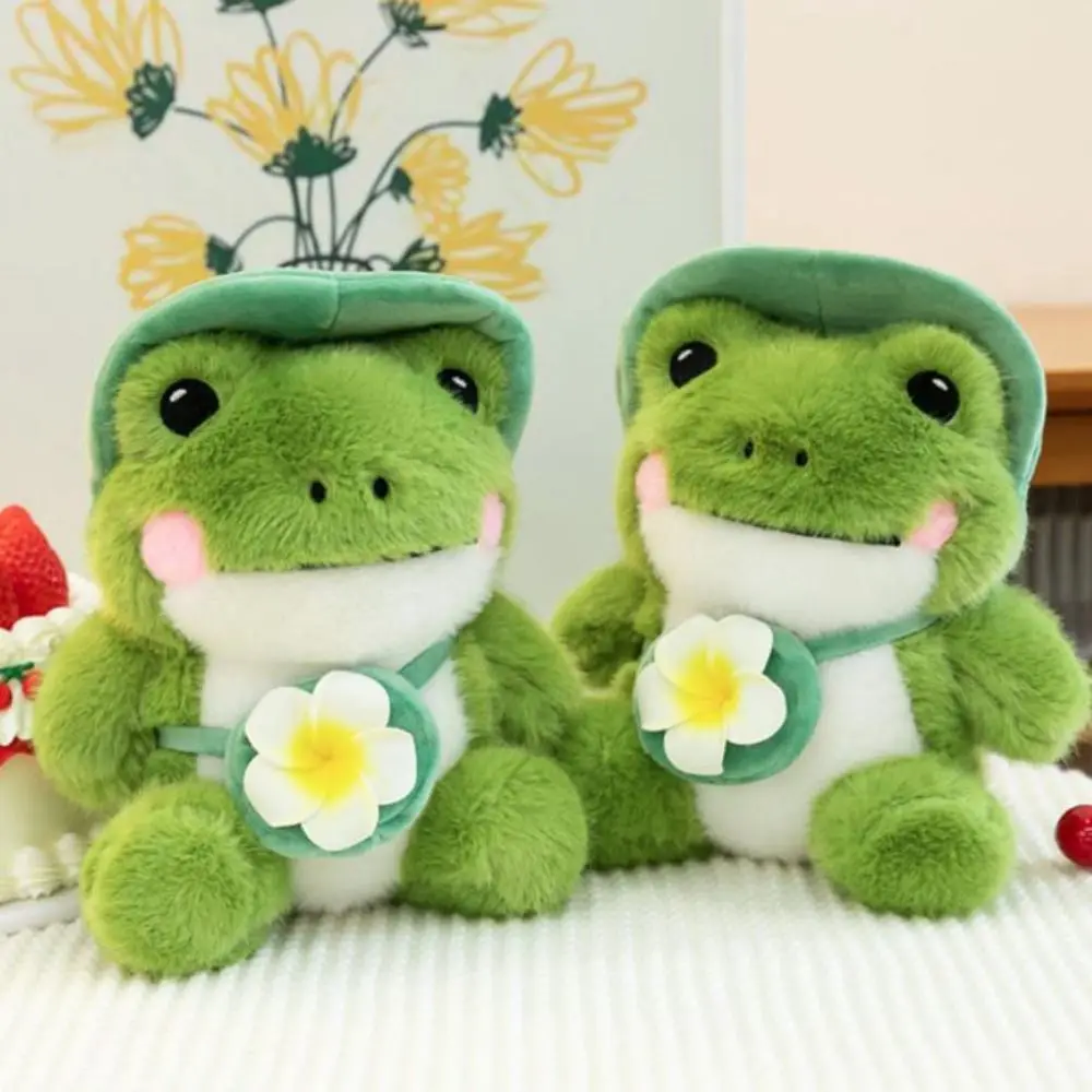 Collezione di Rane Verdi di Peluche, Rana Morbida Imbottita, Cuscino a Forma di Rana Cartoon, Regalo di Compleanno e Natale