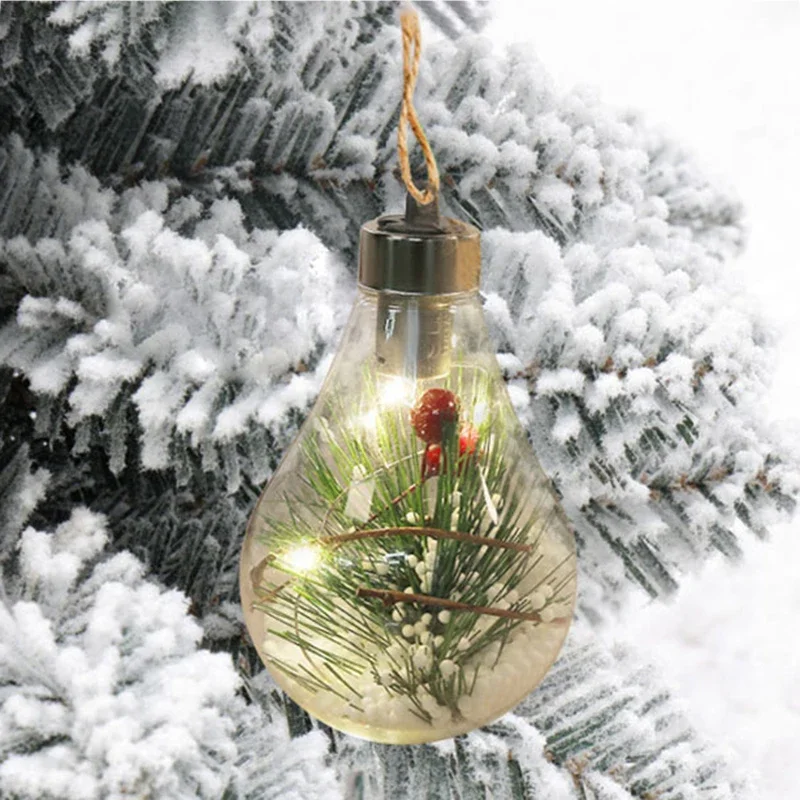 LED عيد الميلاد لمبة ضوء الزخرفية شنقا ضوء عيد الميلاد الحلي المنزل حفل زفاف السنة الجديدة ديكور مصباح الليل الشفاف