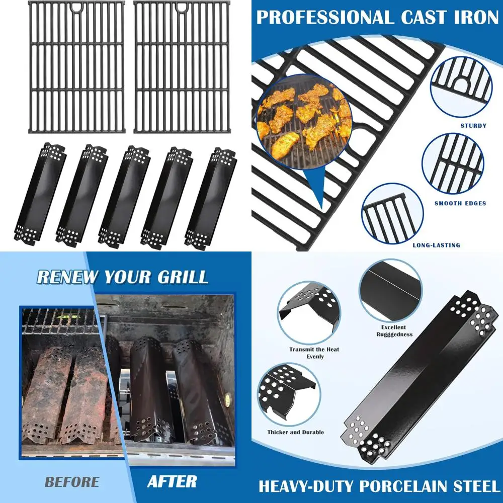 

Комплект сменных деталей для гриля с 5-мя конфорками — нагревательные пластины из фарфоровой стали и чугунные решетки для Nexgrill