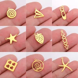 EUEAVAN 5pcs Stainless Steel Pendant for Necklace Starfish Geometric Airplane Charms DIY Jewelry Making Supplies Wholesale