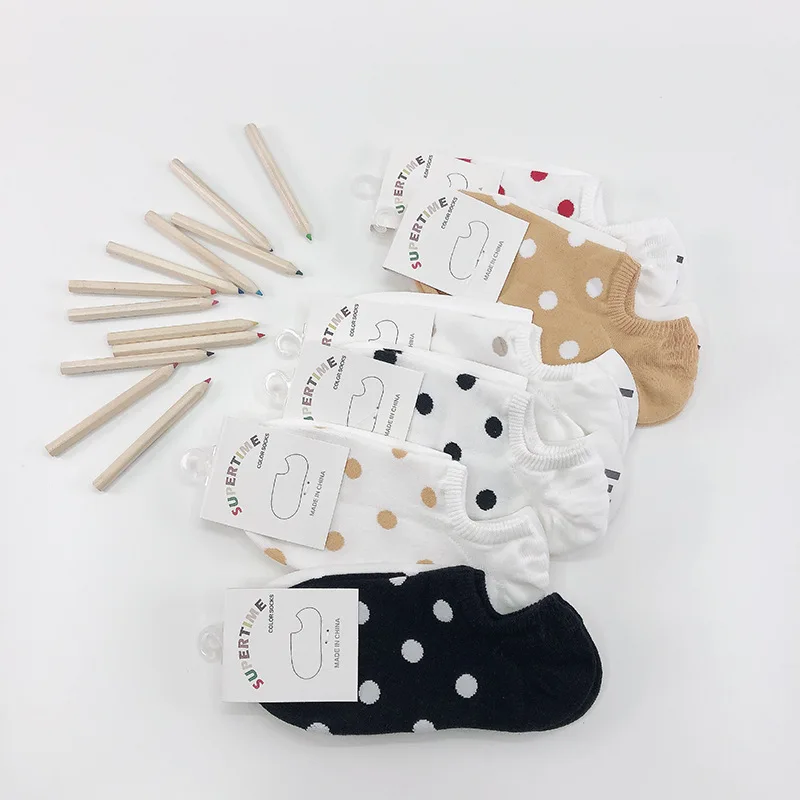 Ladies Socks For Girls Polka Dot Socks Women Black White Cute Kawaii Harajuku Socks Cotton Korean Style Casual Ankle Sock Woman