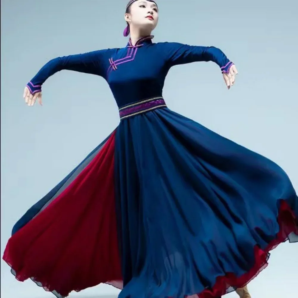 Ropa tradicional mongol danza nacional ropa mongol traje de danza folclórica étnica china traje de escenario para mujer