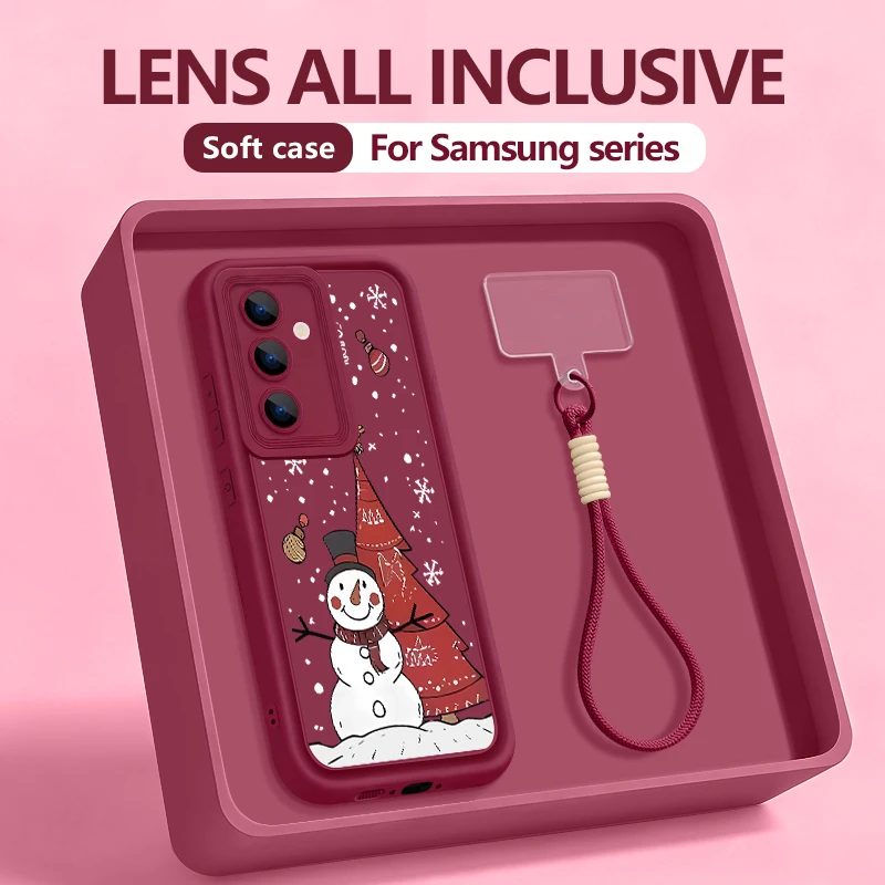 ثلج شجرة حمراء عيد الميلاد الحبل الحال بالنسبة لسامسونج S25 حافة S24 الترا S23 S22 S21 FE A17 A54 A15 A35 A55 A16 A36 A56 5G كابا #3