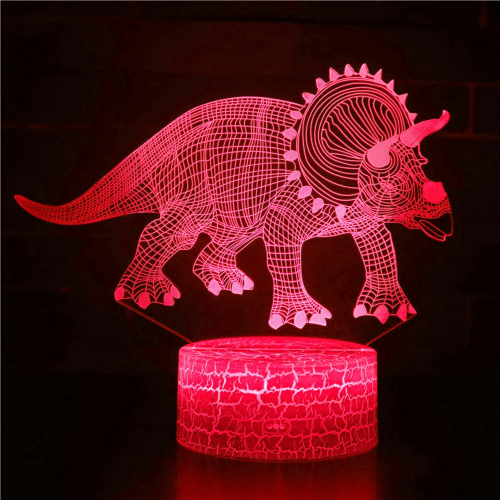 Nighdn Acryl Dinosauruslamp Led Nachtlampje Slaapkamerdecoratie Bedlamp 7 Kleurveranderende Verjaardagscadeau Kids Boys Girls