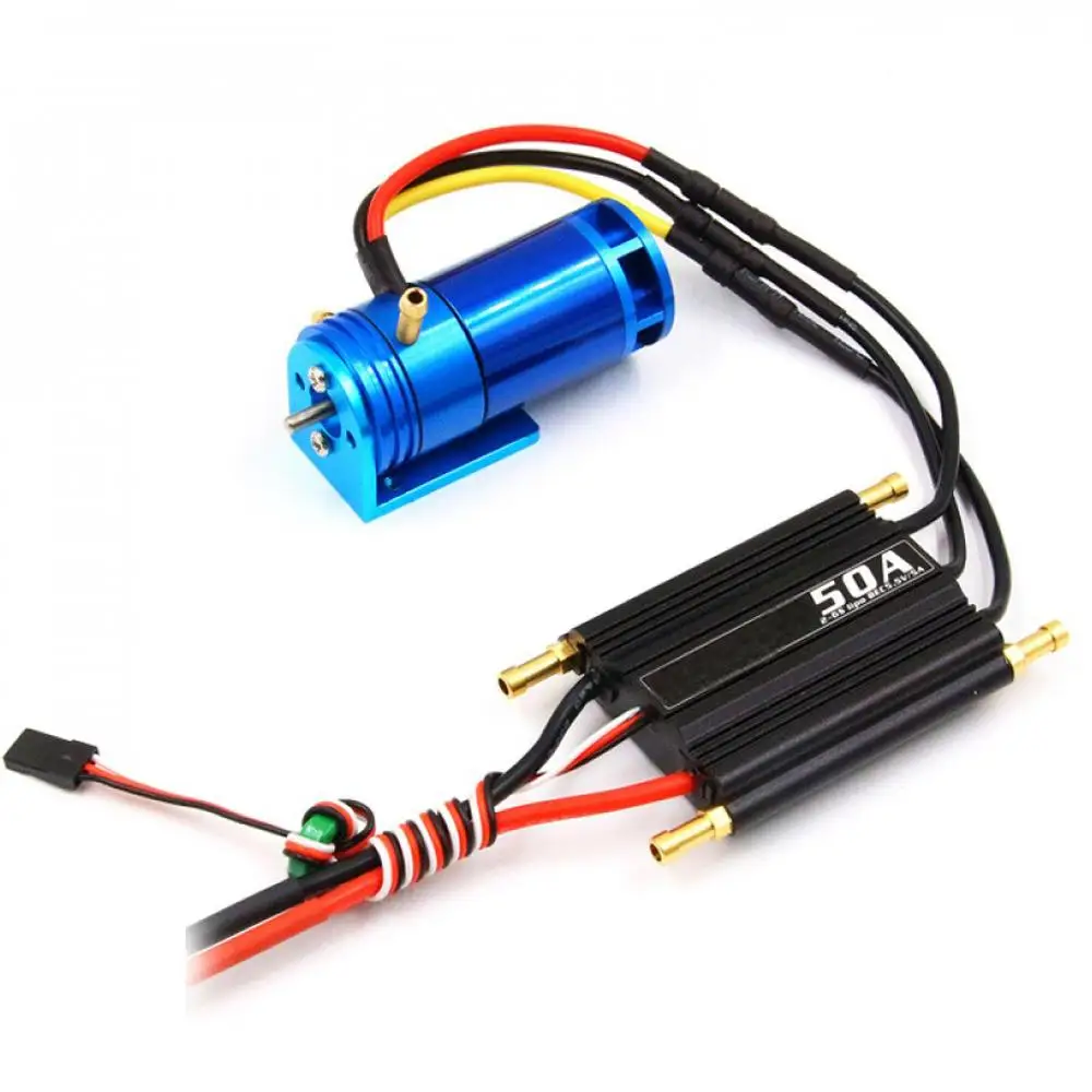 

Brushless Power Motor Drive Set 2-3S 2862KV 2800KV Water-Cooling Motor+50A Water-Cooled ESC with 5.5V/5V BEC for RC Boat Model
