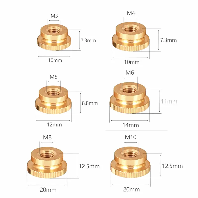 M3 M4 M5 M6 M8 M10 Brass round blind step Thumb Nut knurled Hand Tighten Nut