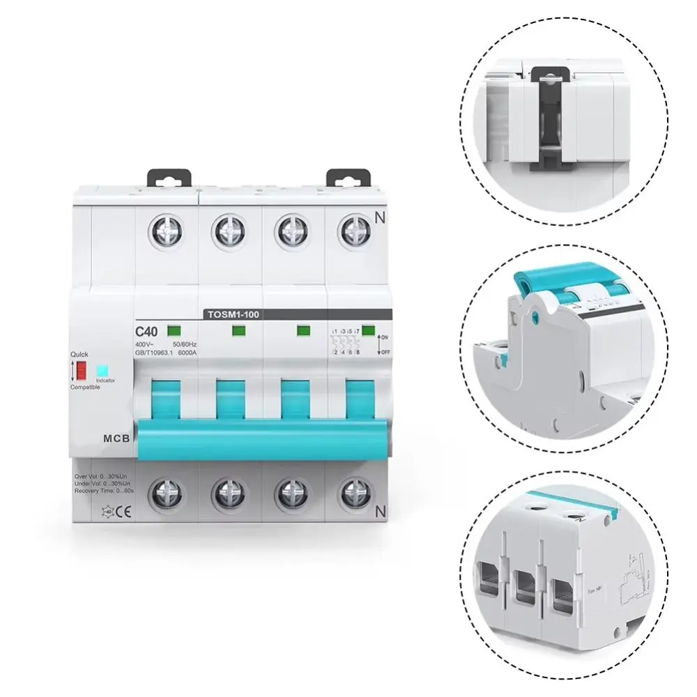 

4P Design WiFi Intelligent Circuit Breaker Under Voltage Protection Over Voltage Protection Wireless Remote Control Switch