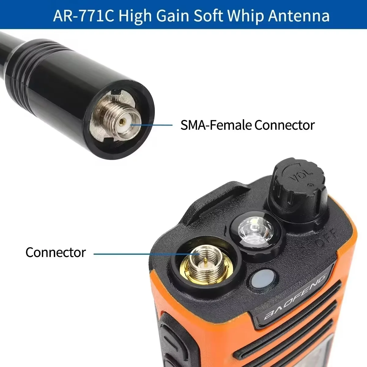 Walkie Talkie AR 771 Tri Band Antenna Whip Soft Antenna SMA Female For Baofeng UV-5R UV 5RH 21 PRO Quansheng UV-K5(8) Ham Radio view 5
