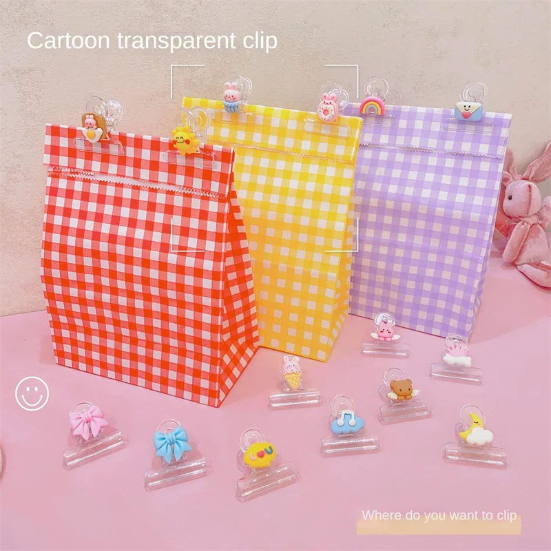 Cute Cartoon Transparent Clip Bill Clip Creative Acrylic Snack Seal Clip Student Test Paper Clip Long Tail Clip