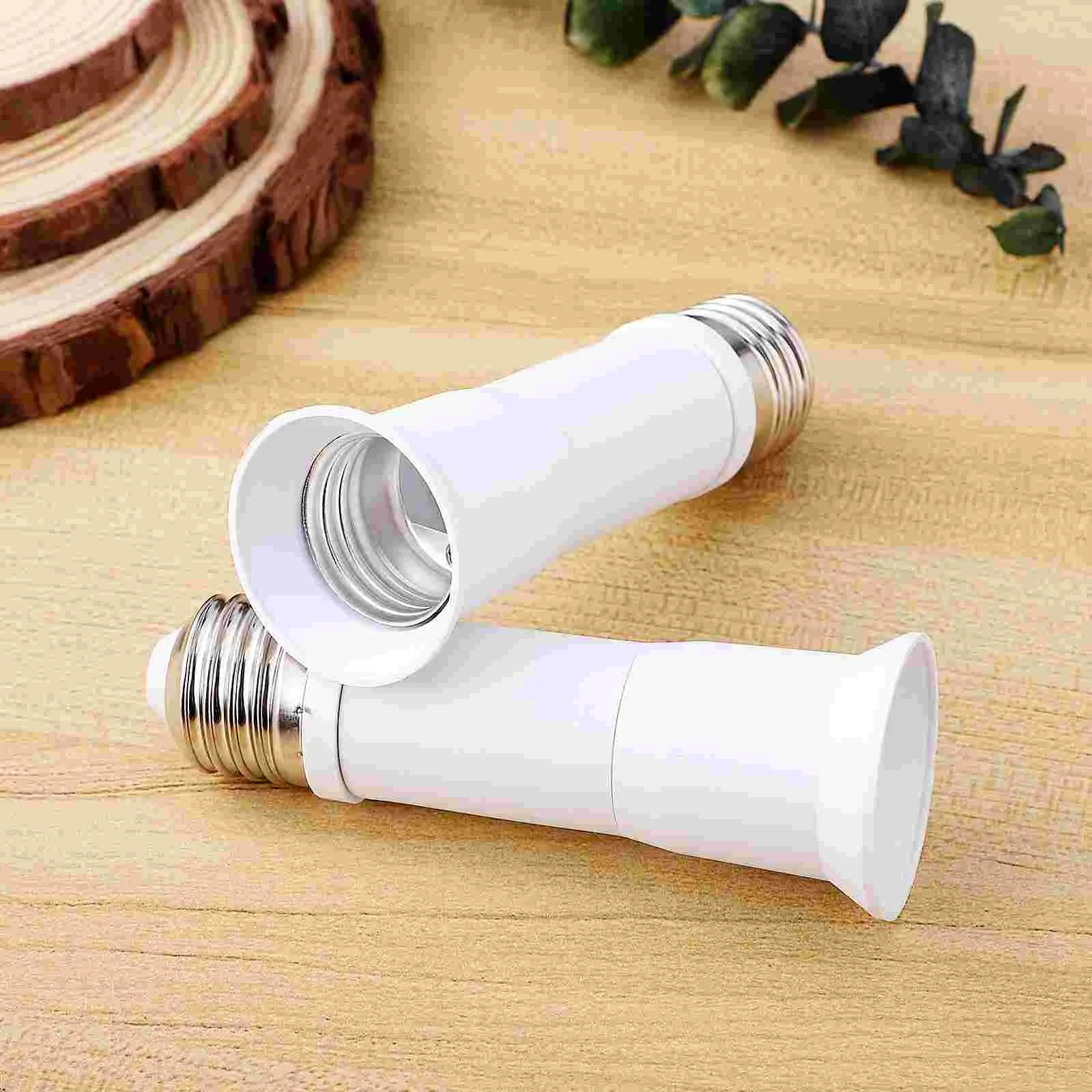 2 Pcs Light Socket Extension Convert Lamp Head Dimmable Bulbs Recessed Converter Extender Outdoor White Metal Plug Adapter