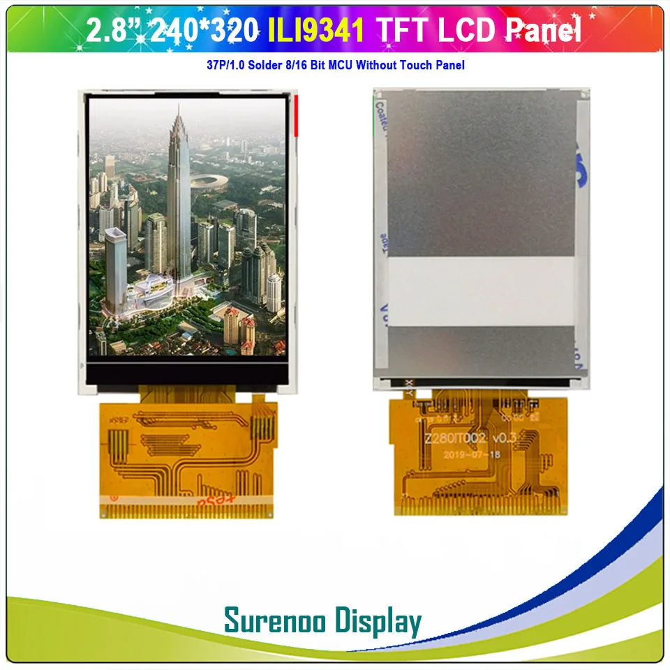 Imagem -02 - Polegadas 240*320 37p 1.0 16 Bit Paralelo Mcu Tft Lcd Módulo Display Tela Lcm Ili9341 w Painel de Toque Resistive 2.8