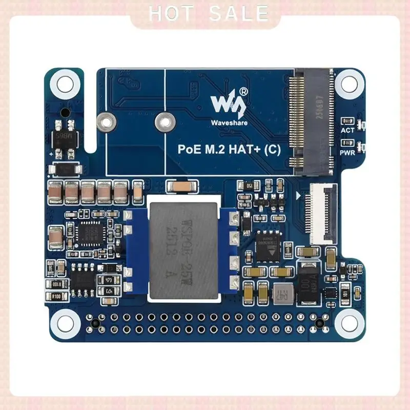 

24-часовая доставка Waveshare Poe M. Плата адаптера 2 HAT+ (C) для Raspberry Pi 5 Pcie к M. 2, адаптер с поддержками платы расширения