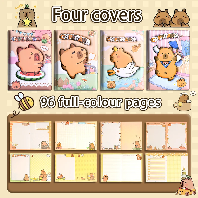 1-Piece Journal Featuring Adorable Capybara Design, Made of Soft Material, Perfect for Kids and Students' Daily Journaling