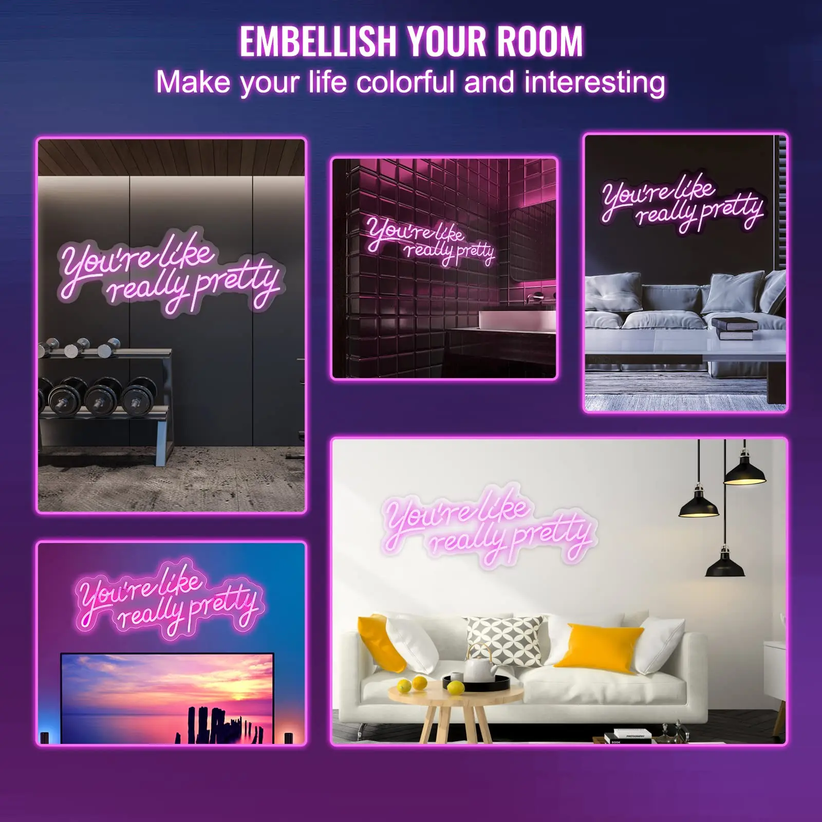 Pink  Neon Signs for Wall Decor, Large Lights Sign with Remote Control and Power Adapter, Used for Party, Wedding, Living Room