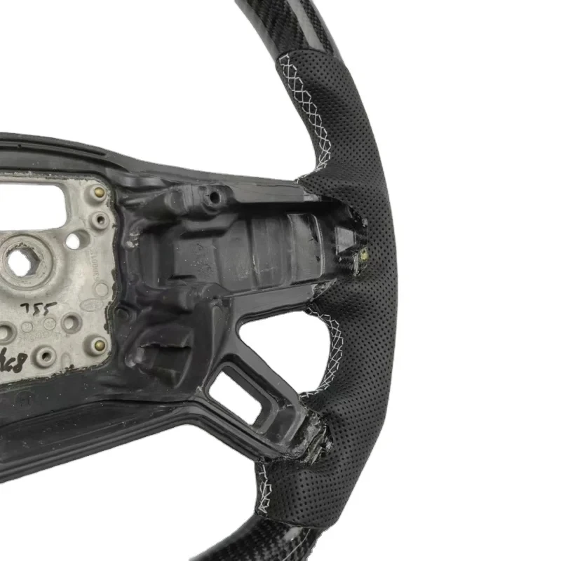 

Bestselling Sporty D-Shape Flat Bottom Carbon Steel Leather Steering Wheel Car Modification Accessory