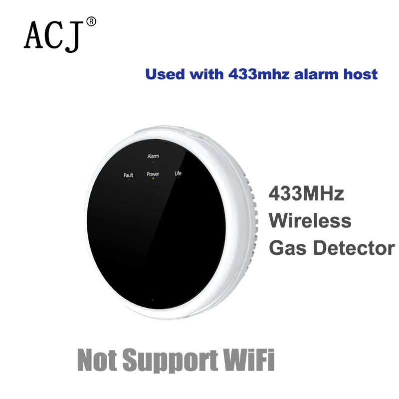 ACJ-Capteur d'Alarme de Fuite de Gaz, Biogaz Naturel, Combusemballages, Utilisation pour Système de Sécurité Domestique, 433MHz, Ical103 H501