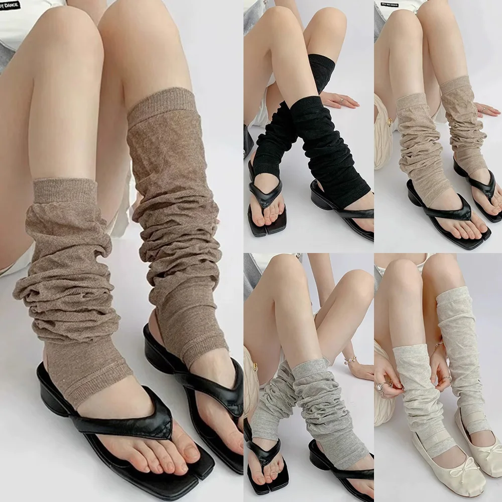 Thin Foot Socks Stacking Breathable Socks Leg Warm Solid Color Calf Socks Spring Winter Fashion Leg Cover Cotton Lady Y2k