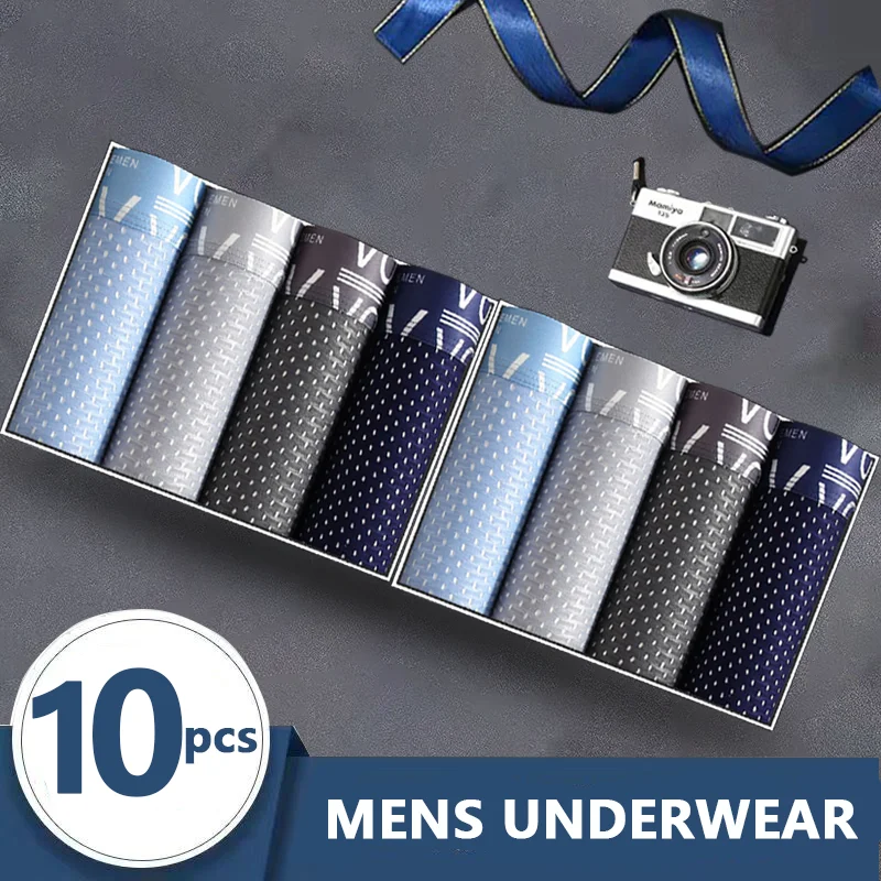 10pcs Boxer Men Boxer Shorts Men Underwear Male Underwear Boxer Homme Plus Size Panties Sexy Underwear Ice Silk Boxershorts