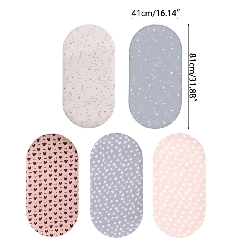 Breathable Baby Bassinet Sheets Removable Fitted Bassinet Sheet Changing Mat Cover for Newborn Infant Crib Cradles