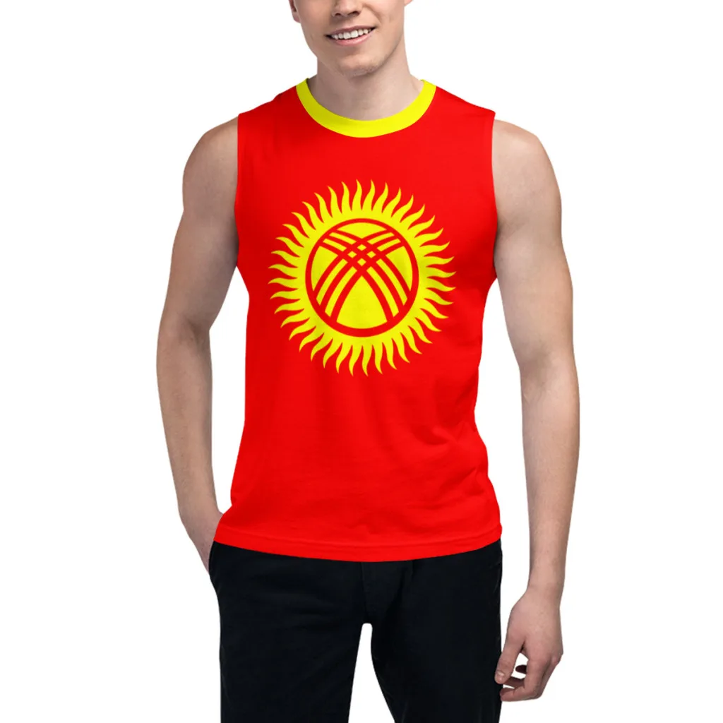 Sleeveless T-shirt Kyrgyzstan Flag 3D Men's Boys Tshirt Gyms Tank Tops Fitness Joggers Basketball Training Vest
