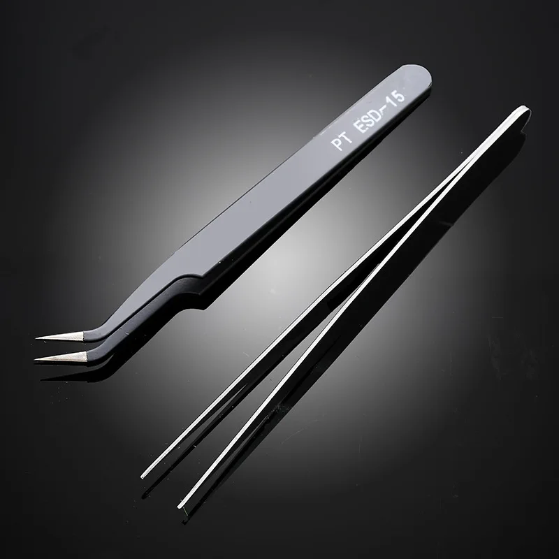 1Pcs Anti-static Precision Tweezers Maintenance Tools For DIY Jewelry Making Hand Clip Pinzas Pincet Stainless Steel ESD Tweezer