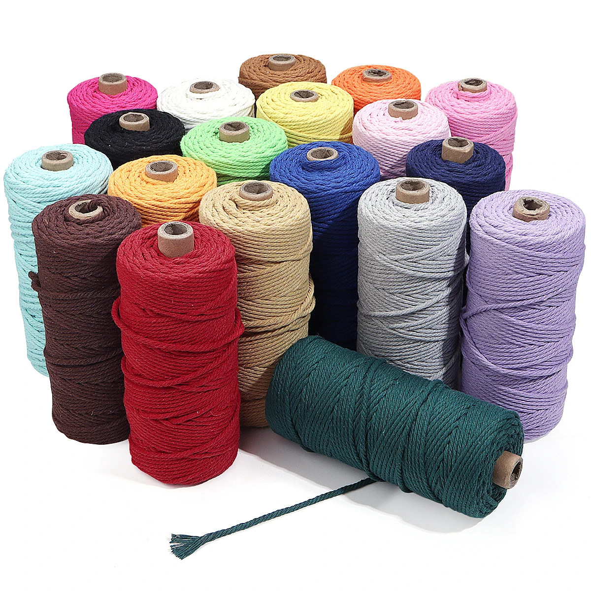 Cordón de macramé de algodón de 100 yardas y 3mm, materiales de hilo de algodón de colores, manualidades DIY, cuerda de ganchillo para decoración del hogar, boda y Navidad