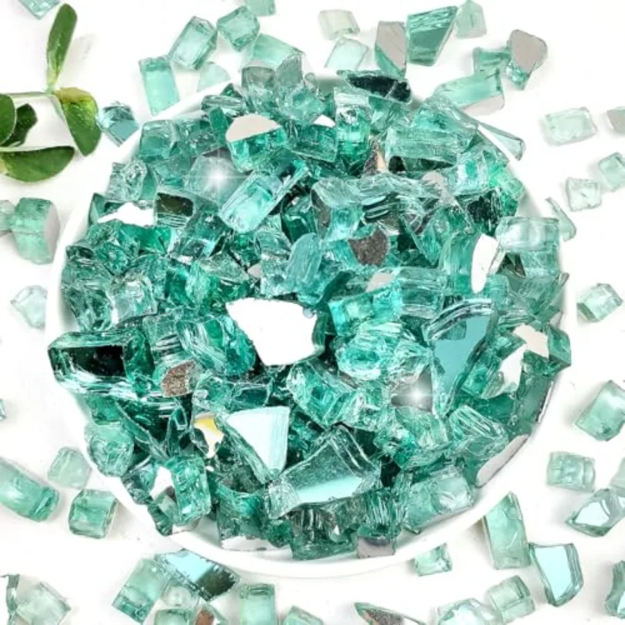 

YISZM Fire Glass for Propane Fire Pit 1/2 Inch High Reflective Fireplace Glass Rocks for Fire Pit Table 20 lbs Fire Pit Glass R
