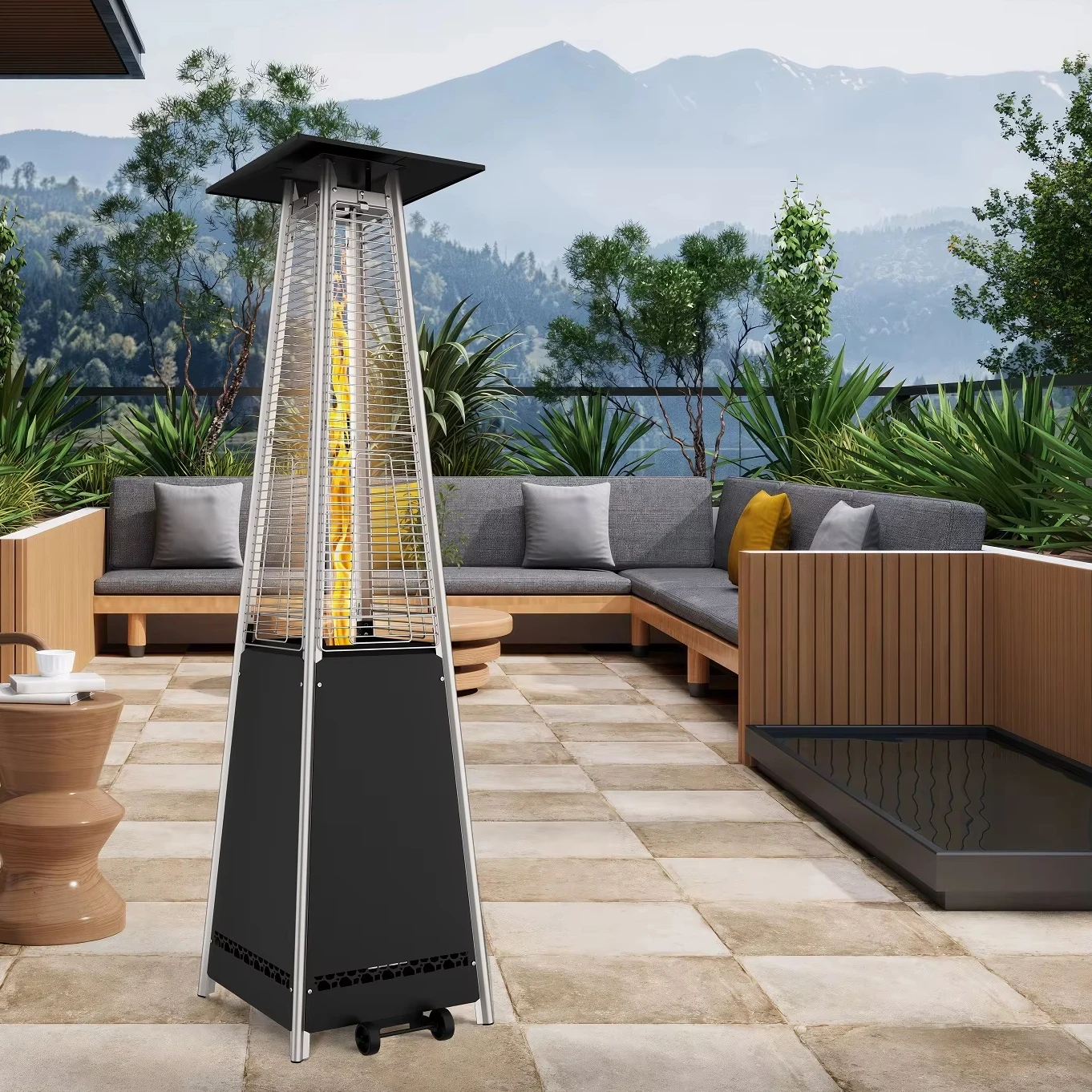 

OPS2002A 12kw Modern Pellet Heater New Design Smokeless Non-Electric Patio Heater Pellet Stove for Garden