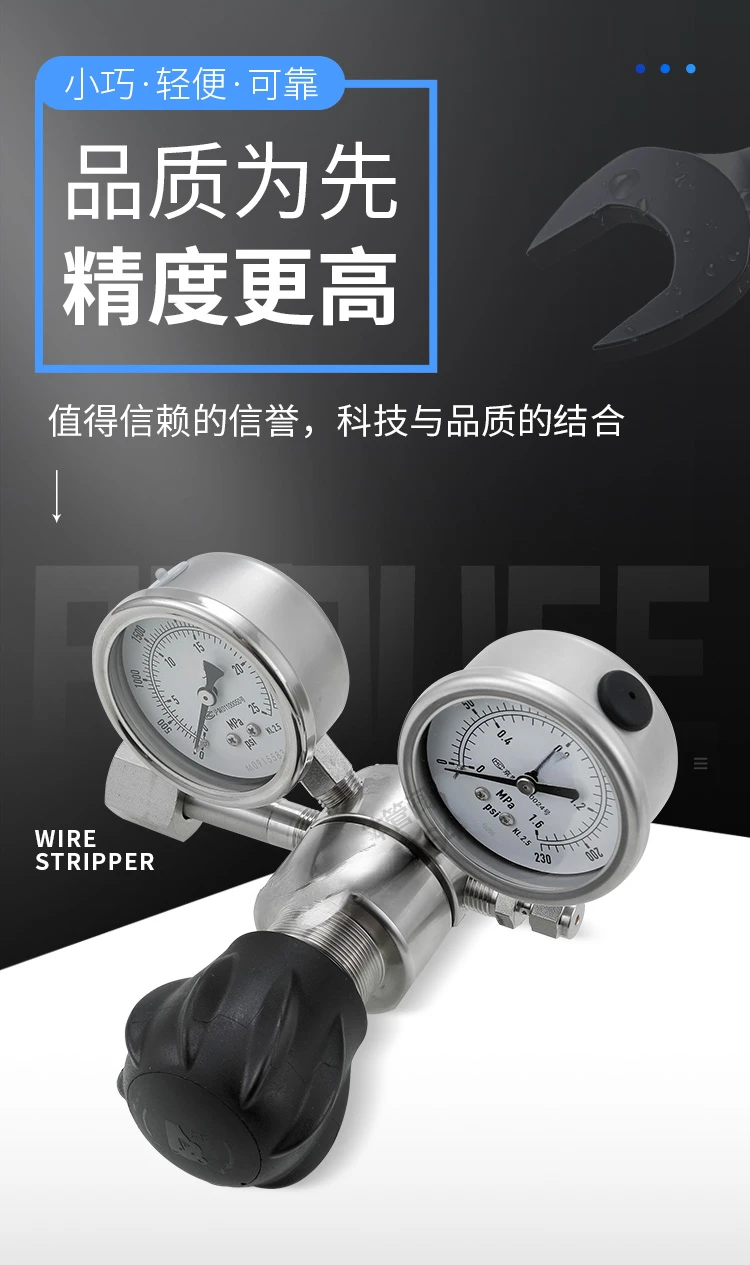 Pressure Reducing Valve 316L, Pressure Reducer, Pressure Gauge, Anti-corrosion