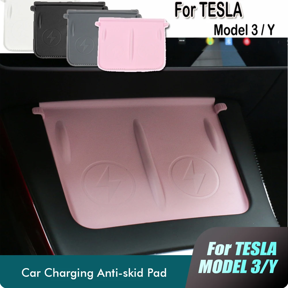 Car Phone Wireless Charging Pad For Tesla Model 3 Model Y 2021-2022 Silicone Anti-skid Pad TPE Type Car Accessories