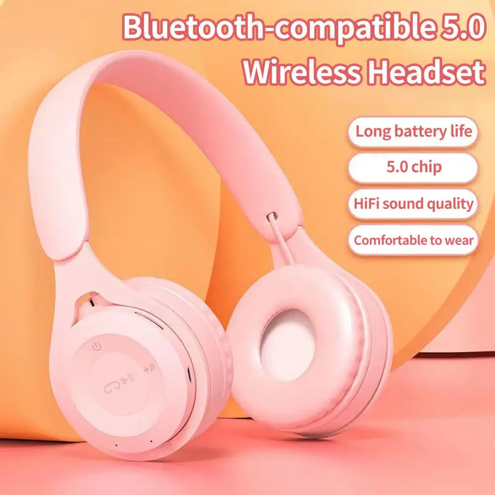 Useful Wireless Headset Soft Ear Pads Wireless Headphone Large Battery Life Comfortable