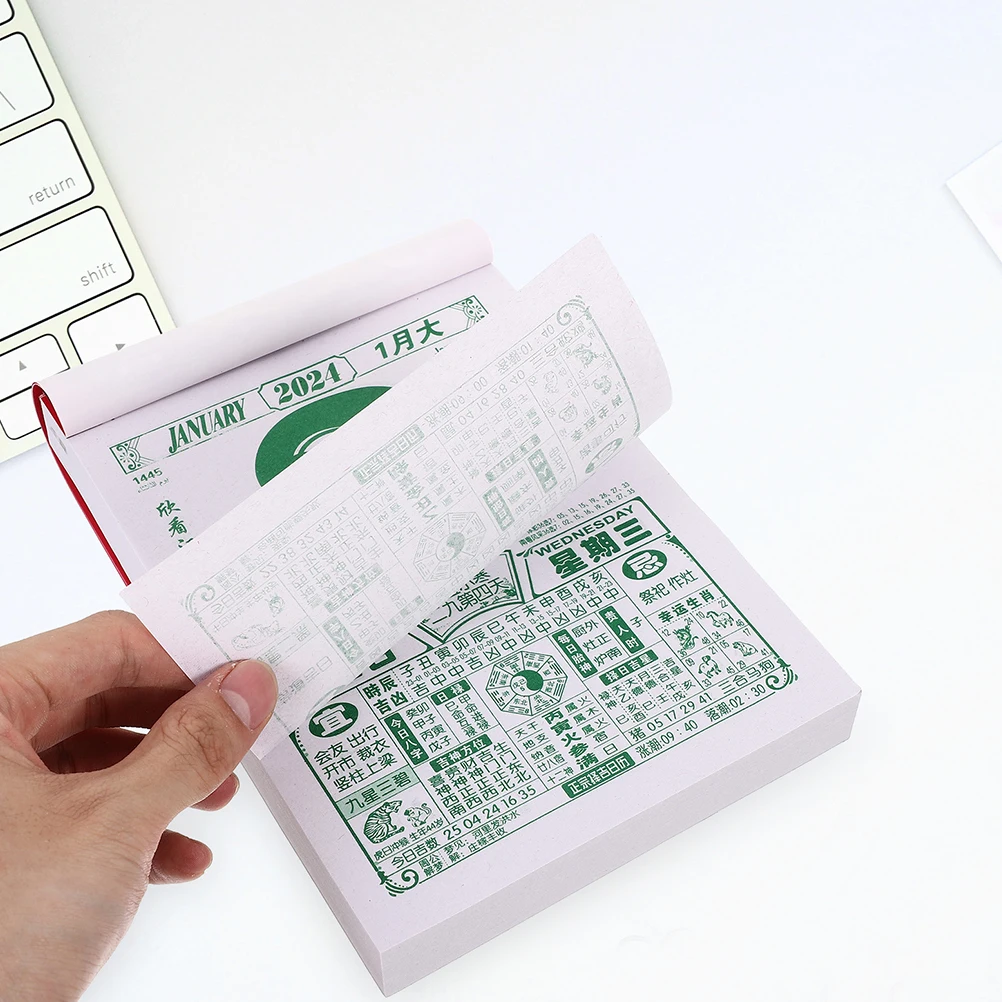 

Лунный настенный отрыв на 2024, подвесной бумажный календарь в традиционном китайском стиле, декор для домашнего офиса, отрывной ежегодный планировщик, классическое кольцо