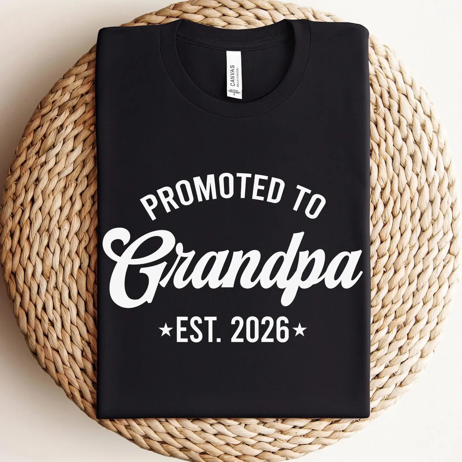 Promoted To Grandpa EST 2026 T Shirt Personalized New Father's Day Casual Apparel vintage Washed graphic Breathable streetwear