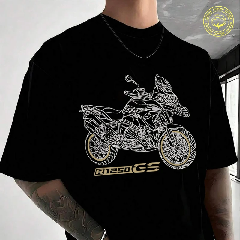 

GS 1250 R 1250 GS Black Motorcycle T-shirt Moto Male Brand Tee Men Summer T Shirts Casual High Quelity O-neck Tees