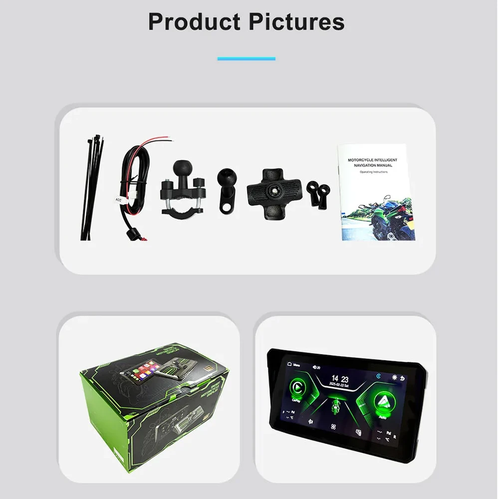 6.25 Inch Motorcycle Navigation Screen Wireless CarPlay Android Auto Motorcycle GPS Motor Dual  DVR Monitor AMP TPMS Optional