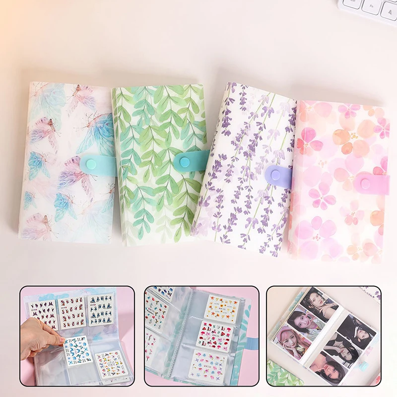 120/240 Slots Nail Sticker Storage Book Clear/Butterfly/Flowers/Leaves Cover Nail Decal Album For Small Stickers