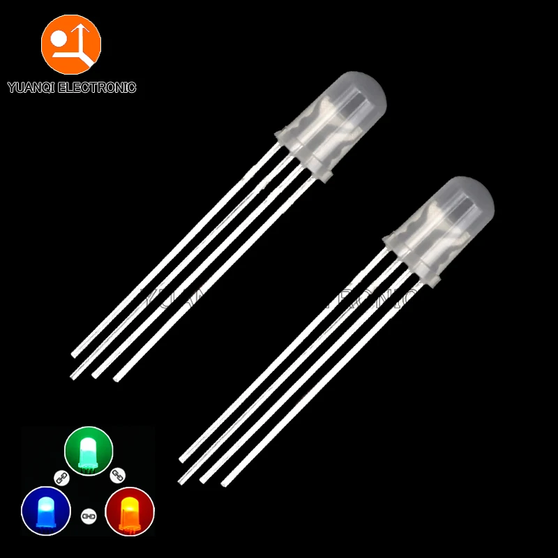 50pcs 5mm RGB LED Common Anode / Cathode Transparent /Diffused 4pins full-color F5 Tri-Color Light Emitting Diode Red Green Blue