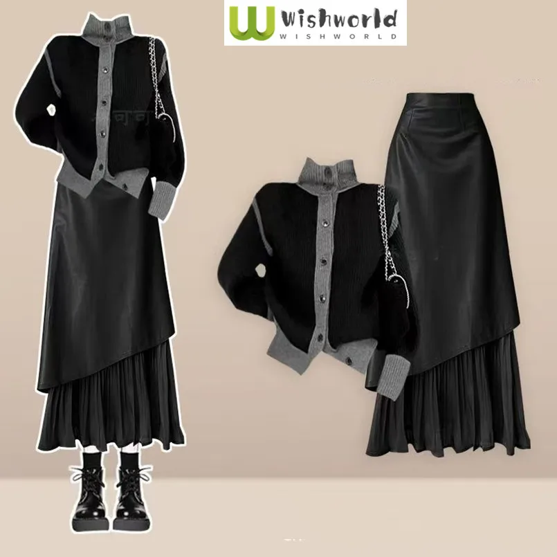 

Fashion Women's Set New Spring and Autumn Temperament Sweater+slimming Half Skirt Elegant Women's Two-piece Set