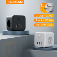 TESSAN Mini Power Strip USB Electric with Switch+ Cube Socket Tee Powercube Strips Plug Smart Outlet Extension Adapter European