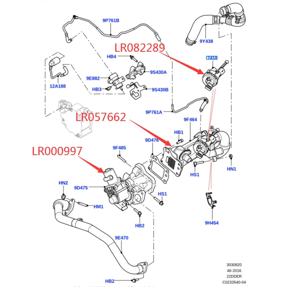 Car 2.2L Diesel Exhaust Gas Recirculation Valve Cooler Separate Replacement Parts For Land Rover For Jaguar For Ford LR057662