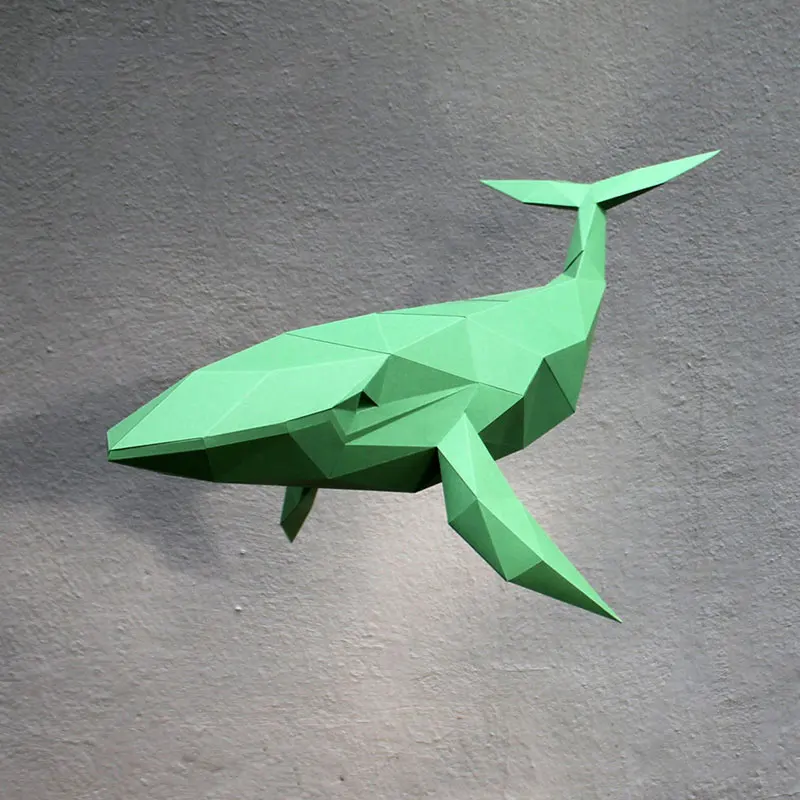 3D Hanging Whale Paper Model Handmade Origami Animal DIY Creative Puzzles Educational Toy Wall Decoration Room Decor