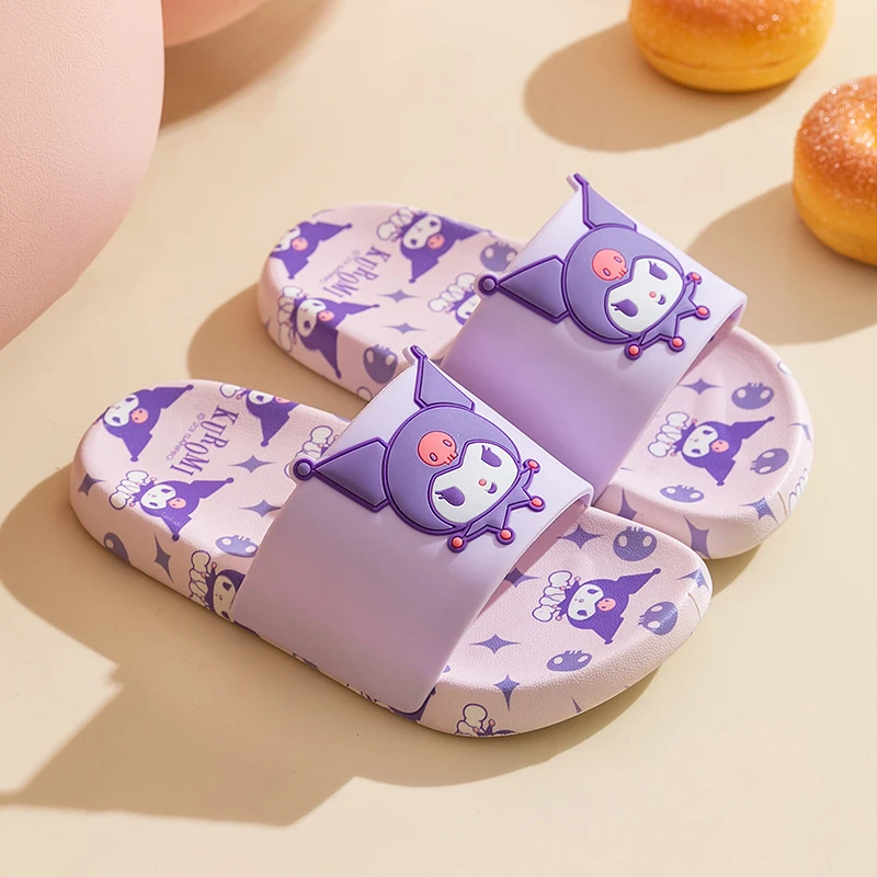 

Sanrio Summer Cartoon Kuromi Children's Slippers Girl Slipper Kids Cute Indoor Home Bathroom Shoes Boy Flip Flops