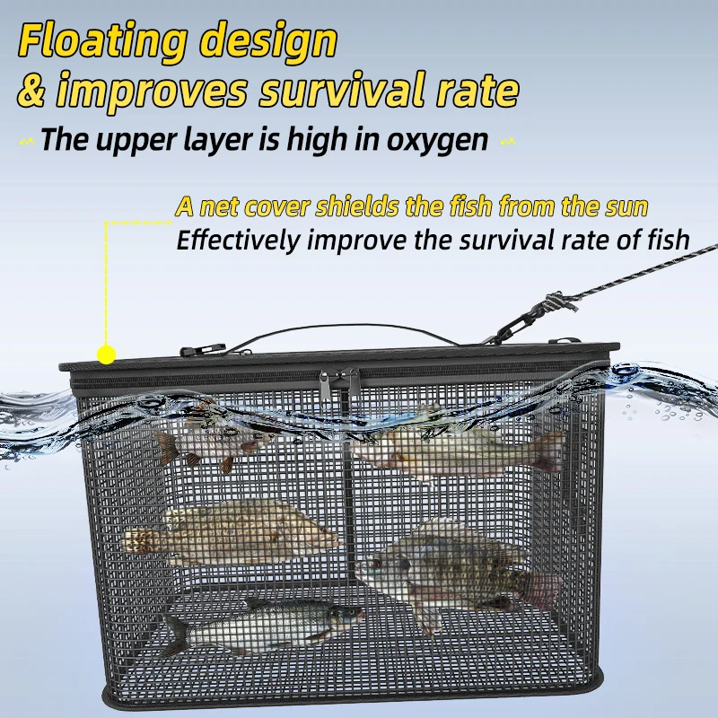 YUZHIYUAN Floating Fishing Basket Foldable Fishing Holder Fish Catcher Casting Fish Net Collapsible Fishing Protection Live Fish