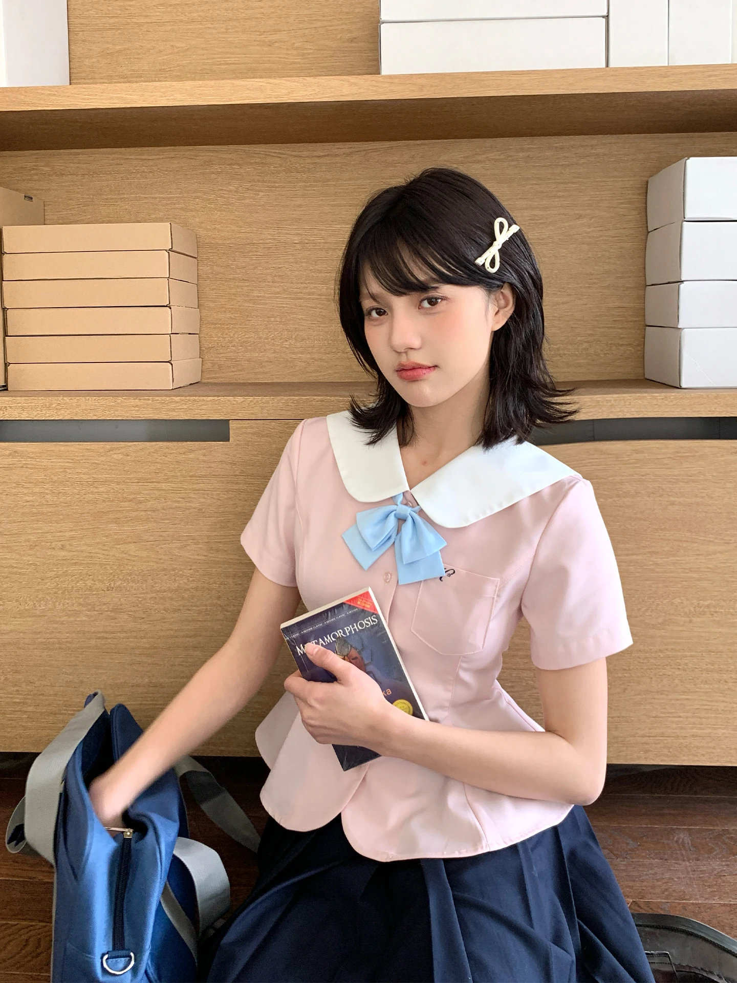 

Милый розовый матросский костюм с цветочным принтом, женская рубашка с коротким рукавом, стиль школьной формы, летняя мода в стиле Tokyo Annual Record JK