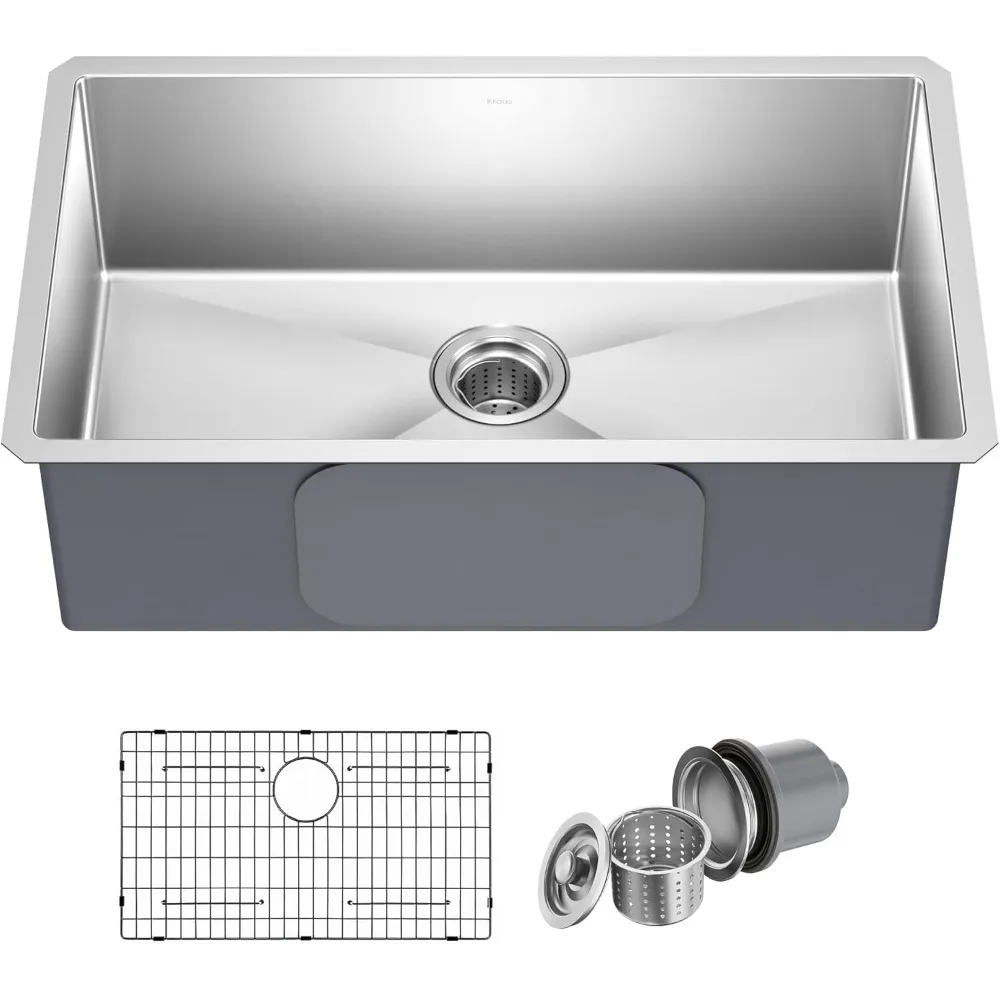 

30 -inch undermount single bowl 16 gauge stainless steel kitchen sink, WEAR-RESISTANT SATIN FINISH ,Kitchen Sinks