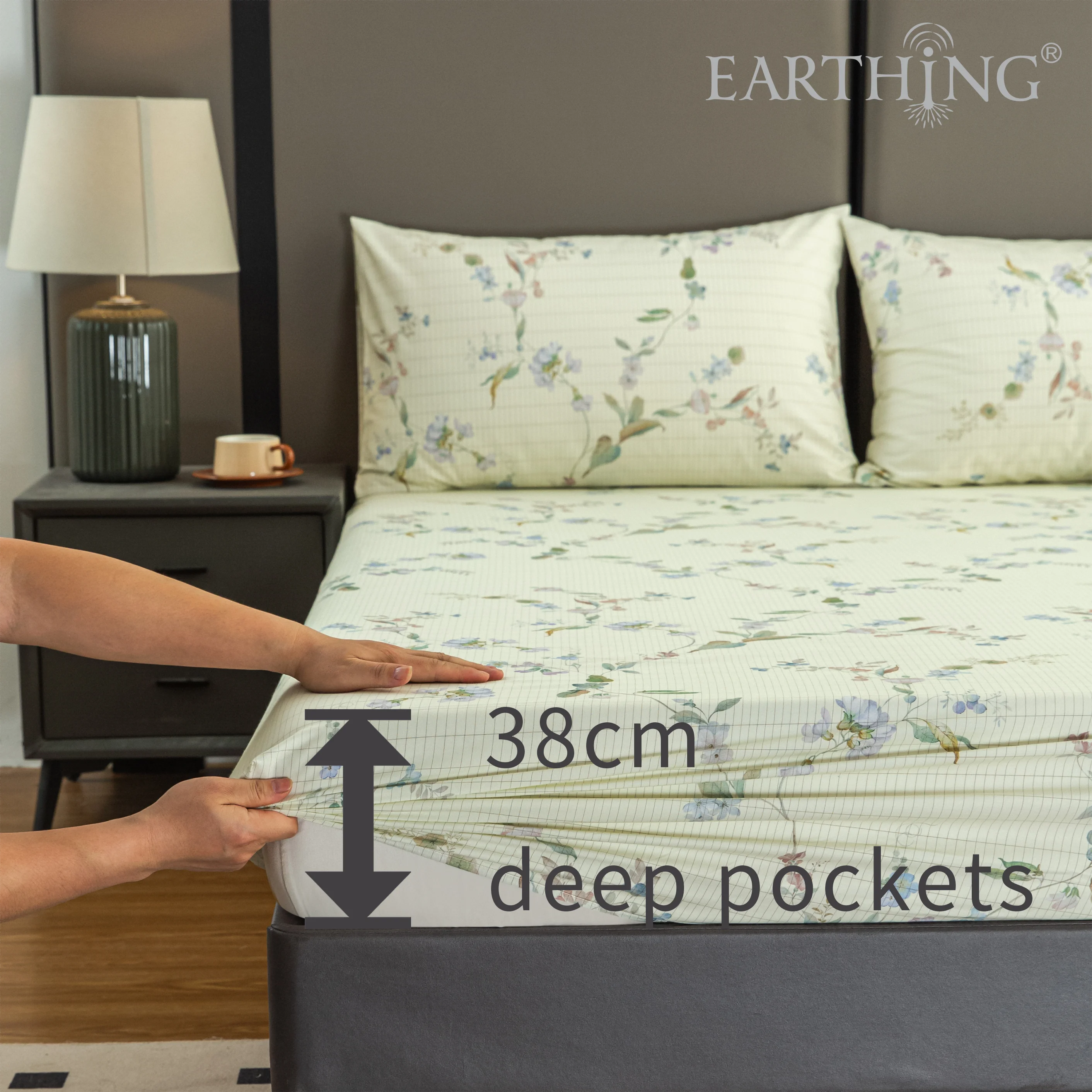 

Earthing Silver Fiber Bed sheet 38cm Deep pocket 15" nature cotton EMF Protection Anti-Static comfy Breathable for sleep poor