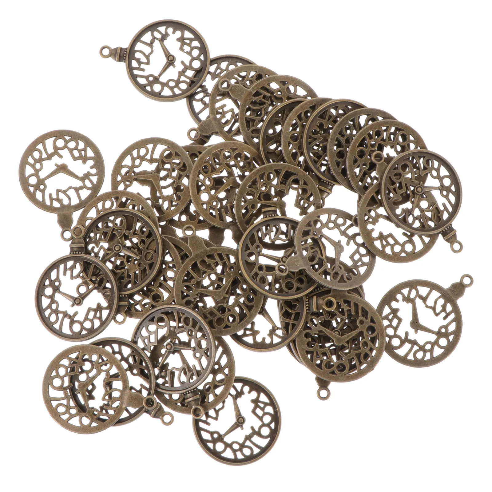 

60 Pcs Retro Clock Shaped Pendants Vintage Jewelry Charms Alloy DIY Bracelets Necklaces Earrings Accessories Decorative Pieces