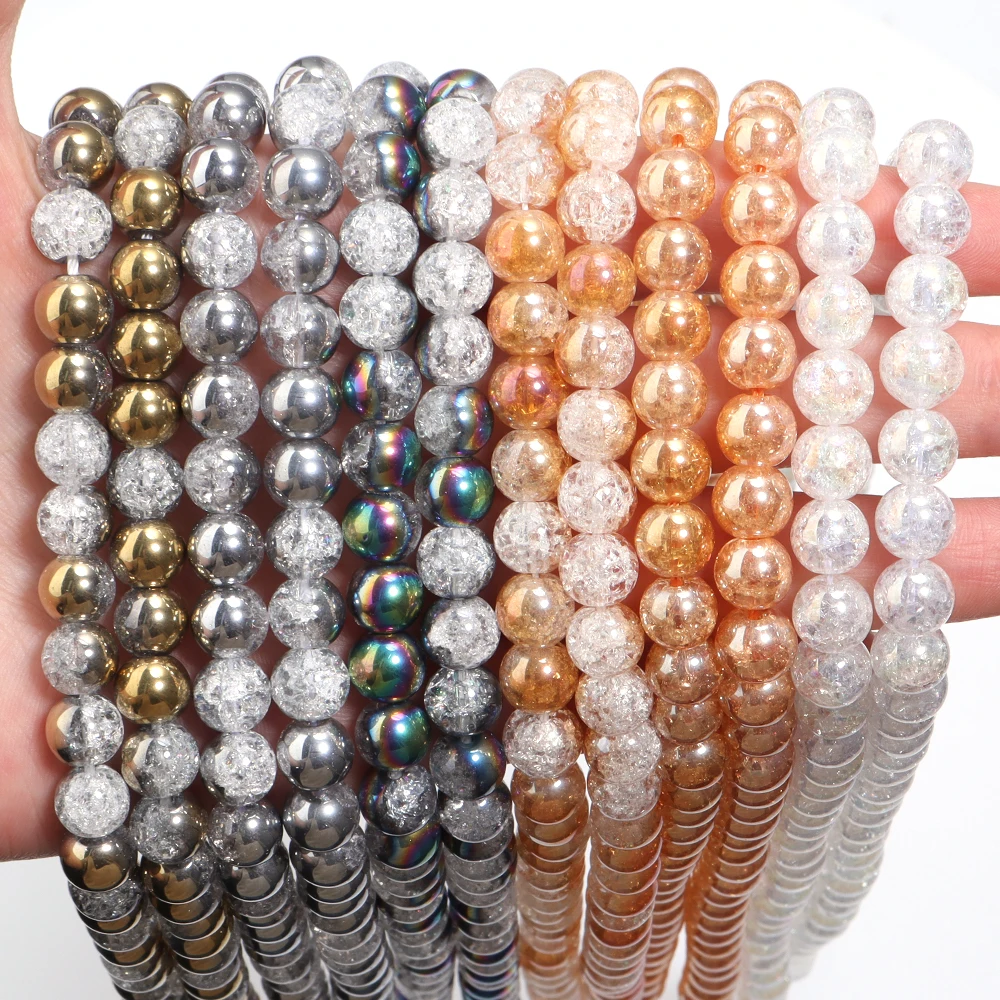 1 Strand Plating Colorful Explosive Crystal Beads Round Crystal Loose Spacers Beads Necklace Bracelet DIY Jewelry Accessories