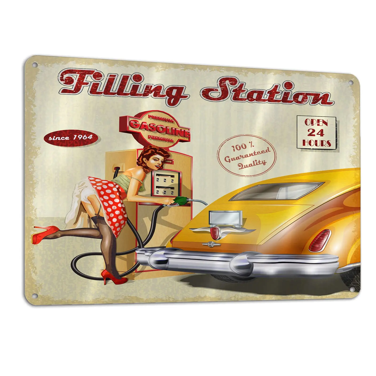 Lesiker Gasoline Metal Signs, Filling Station Retro Poster  Home Decor Tin Sign Retro Metal 12