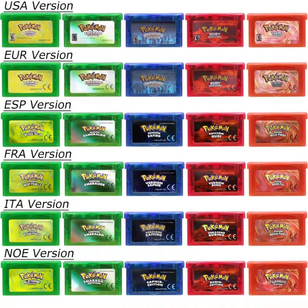 Neue GBA 6-Sprachen-Spielkarte 32-Bit-Videospielkonsolen-Kartusche FireRed Emerald LeafGreen Ruby Sapphire für DS/NDS/GB Spielzeuggeschenk – Detail 1